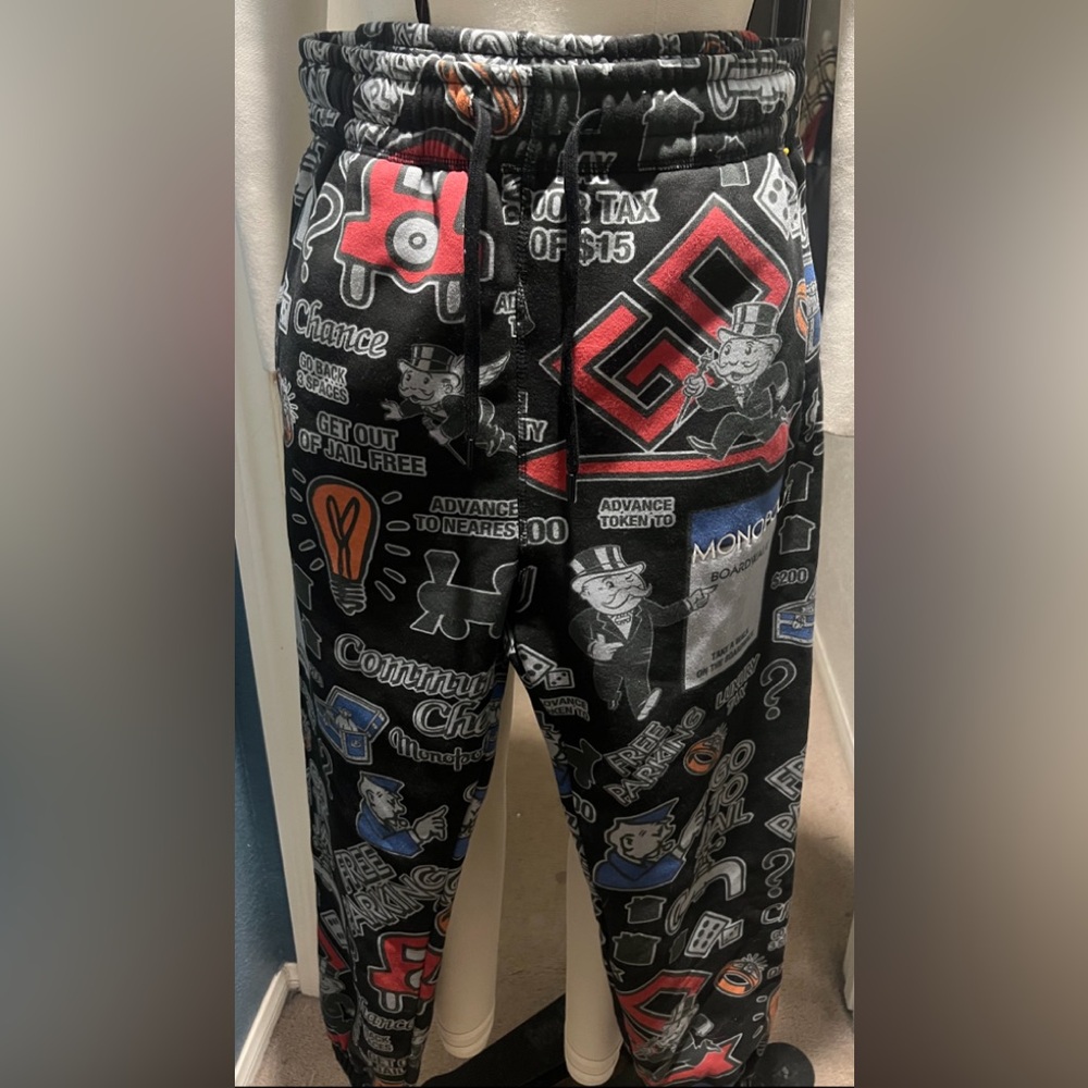 PALACE X Monopoly New Black Sweatpants with Mint Brand Label